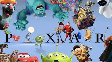 Imagem ilustrativa do logo da Pixar com alguns de seus clássicos personagens - Divulgação/Pixar