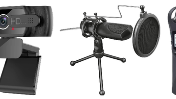 Tripé, microfone, ring light e outros itens para tirar fotos e fazer vídeos - Reprodução/Amazon