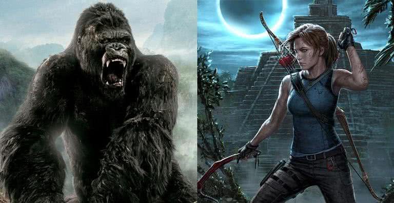 King Kong e Lara Croft, protagonista da franquia Tomb Raider - Divulgação/Wikimedia Commons/Crystal Dynamics
