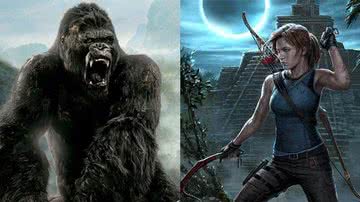 King Kong e Lara Croft, protagonista da franquia Tomb Raider - Divulgação/Wikimedia Commons/Crystal Dynamics