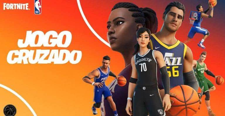 Imagem promocional do crossover Fortnite + NBA: Jogo Cruzado - Divulgação/Epic Games