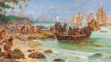 Obra "Desembarque de Cabral em Porto Seguro", de  Oscar Pereira da Silva, 1904 - Wikimedia Commons