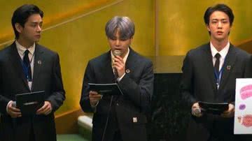BTS faz discurso na ONU: "Partiu o coração cancelar nossa turnê mundial de shows" - Reprodução/Youtube