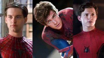 Tobey Maguire, Andrew Garfield e Tom Holland como o Homem-Aranha - Divulgação/Sony Pictures/Marvel Studios