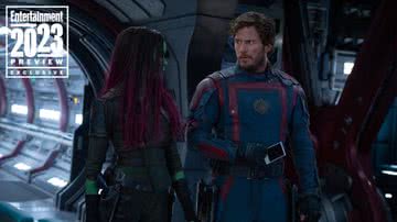 Peter Quill (Chris Pratt) e Gamora (Zoë Saldaña) em 'Guardiões da Galáxia Vol. 3’ - Divulgação Entertainment Weekly/ Marvel