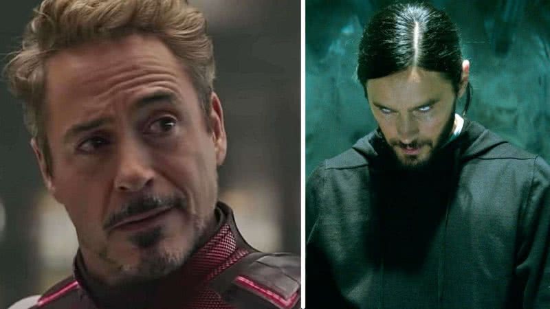 Robert Downey Jr como Homem de Ferro e Jared Leto como Morbius - Divulgação/ Sony Pictures/Marvel Studios