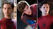Tobey Maguire, Andrew Garfield e Tom Holland como o Homem-Aranha - Divulgação/Sony Pictures/Marvel Studios