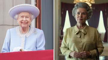 Rainha Elizabeth II e Imelda Staunton dando vida monarca na quinta temporada de 'The Crown' - GettyImages/ WPA Pool/ Divulgação/ Netflix