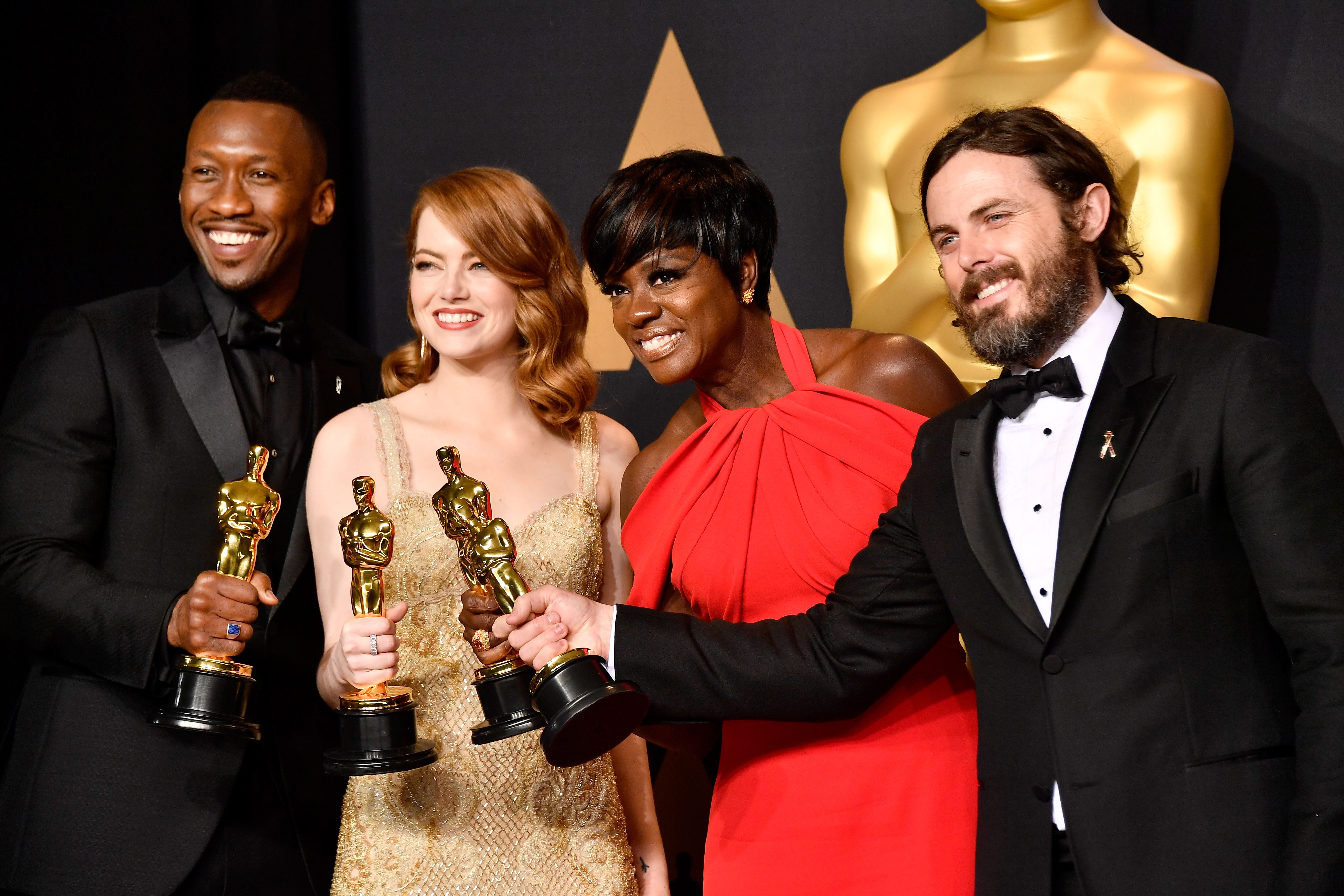 Mahershala Ali, Emma Stone, Viola Davis e Casey Affleck no Oscar 2017