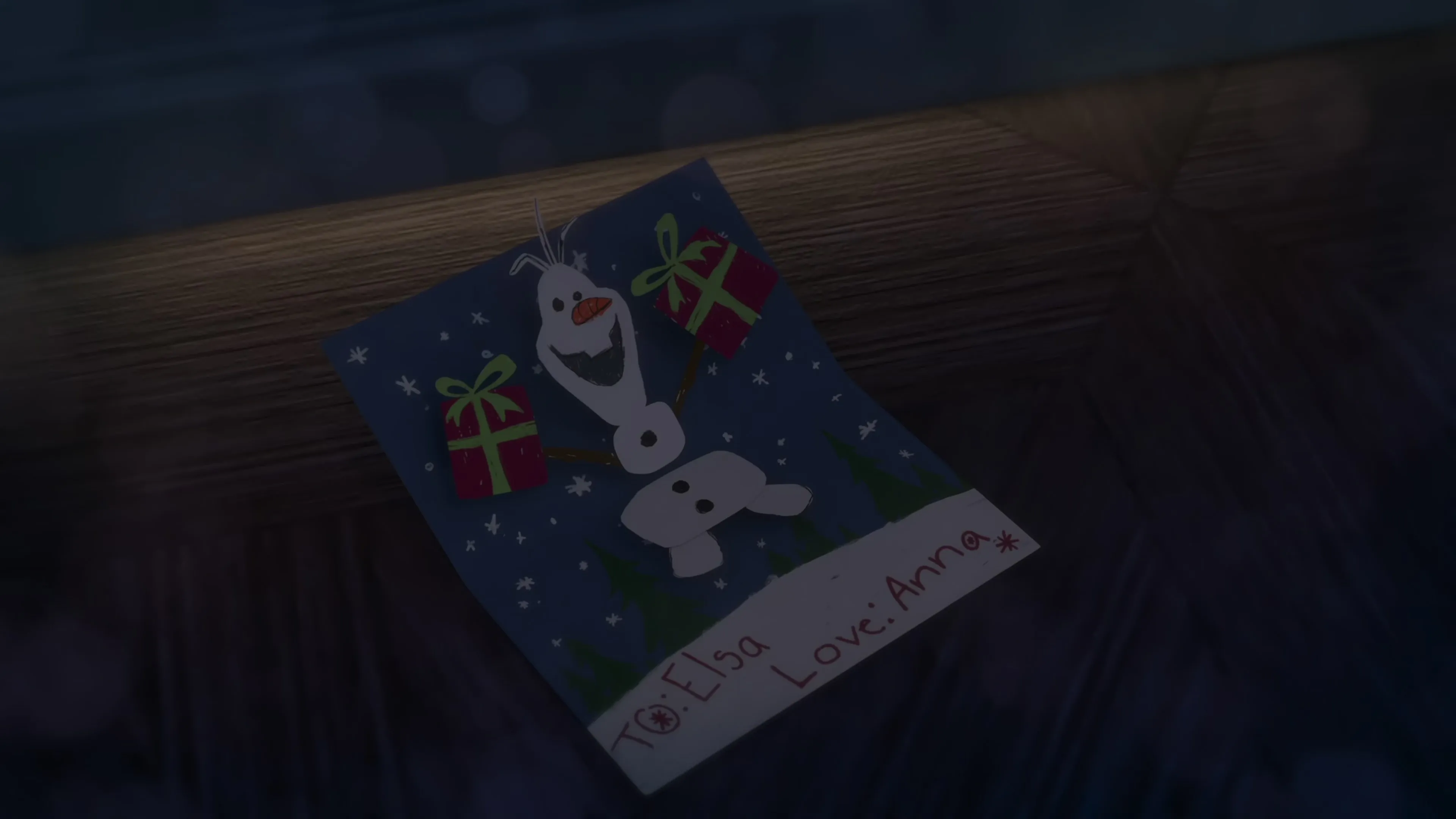 Desenho de Olaf feito por Anna em “Olaf em uma Aventura Congelante” (2017)
