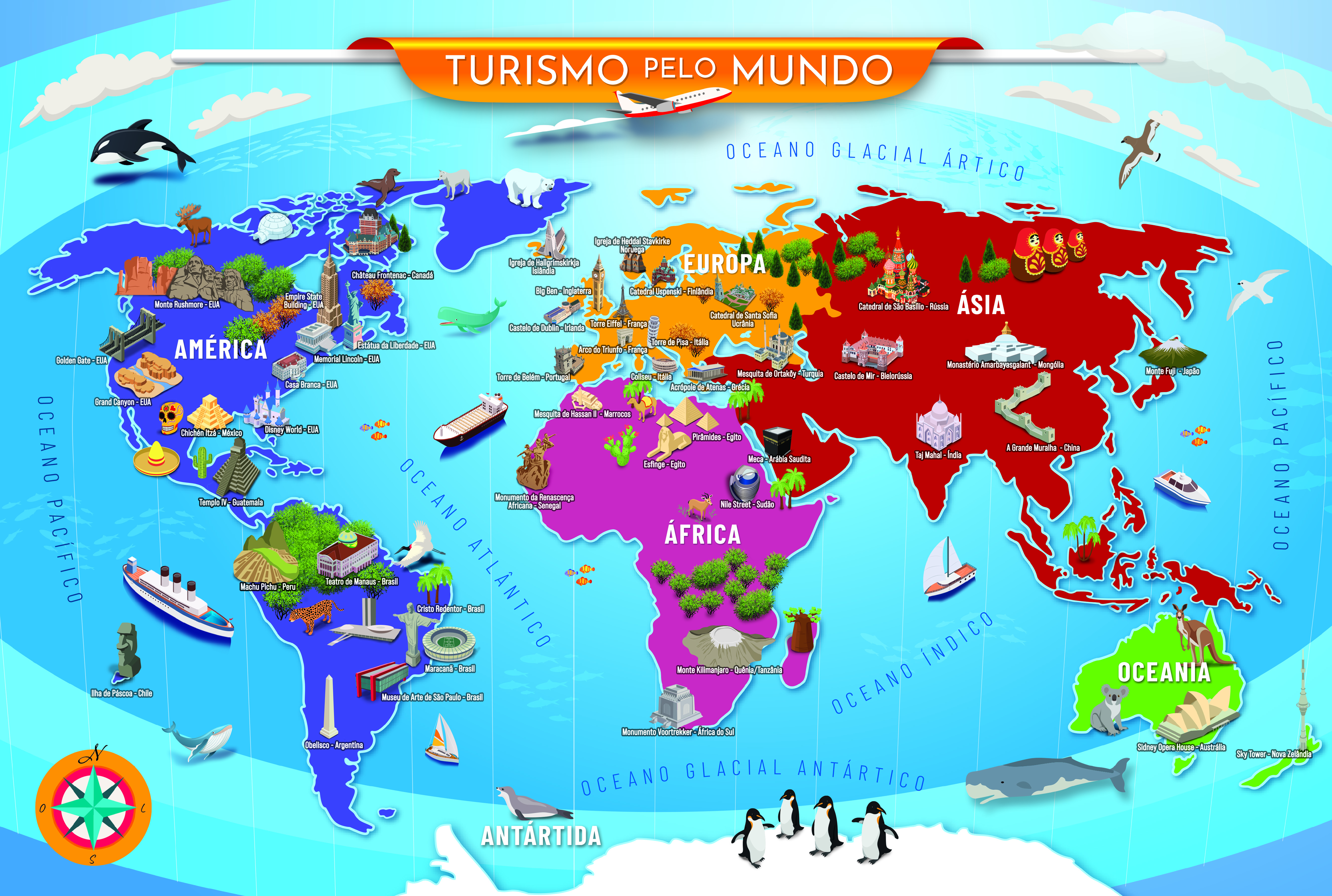 Puzzle 200 peças - Turismo Pelo Mundo