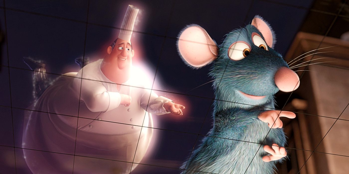 Auguste Gusteau e Remy em Ratatouille (2007) - Foto: Reprodução/Pixar