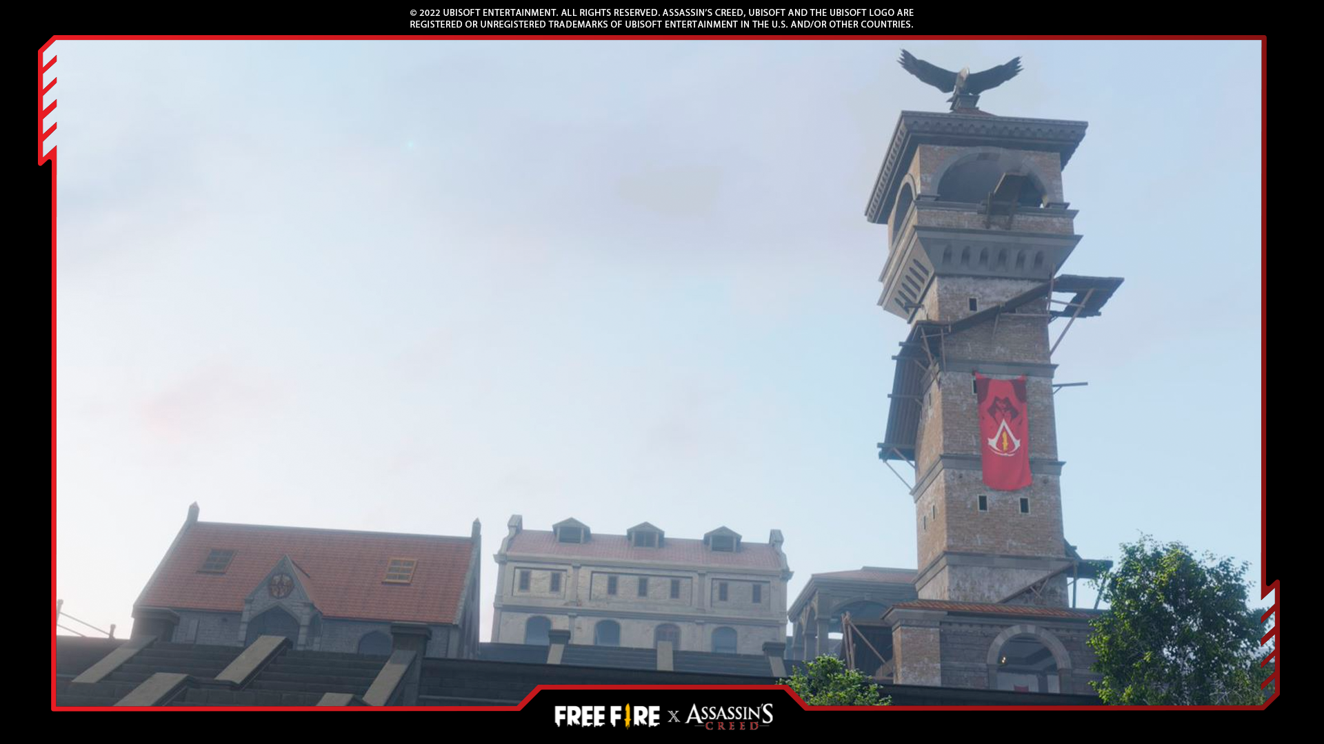 Cena da parceria entre Assassin's Creed e Free Fire